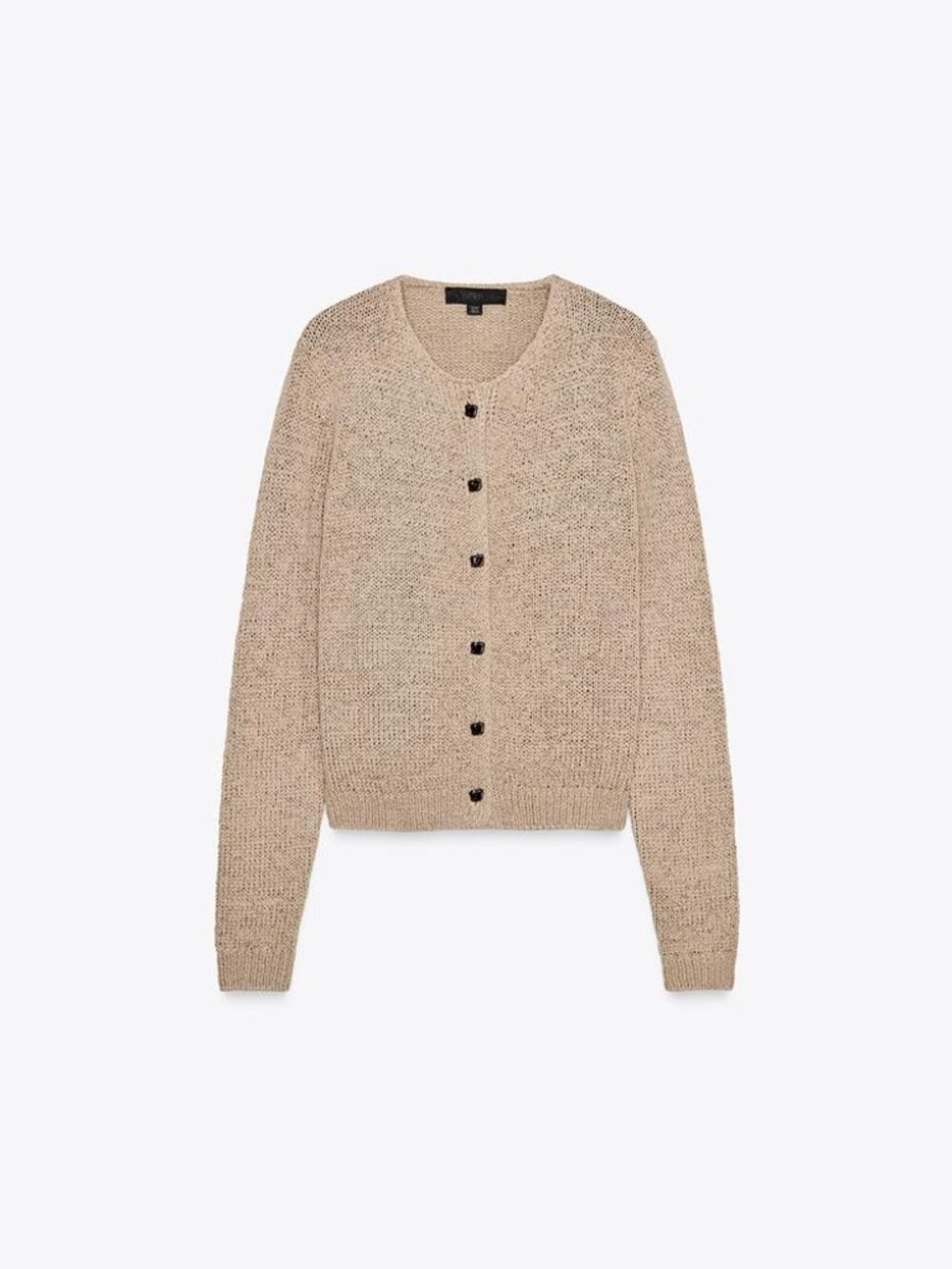 Zara Beige Tan Cardigan Knit Sweater Buttons